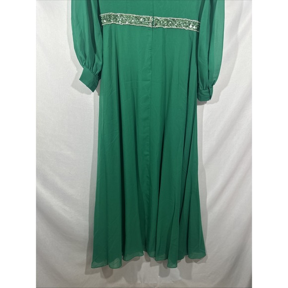 NWT $1095 Sachin & Babi [‎ 8 ] Ramsey Long Sleeve V Neck Bow Gown Green S1818 - Picture 13 of 16